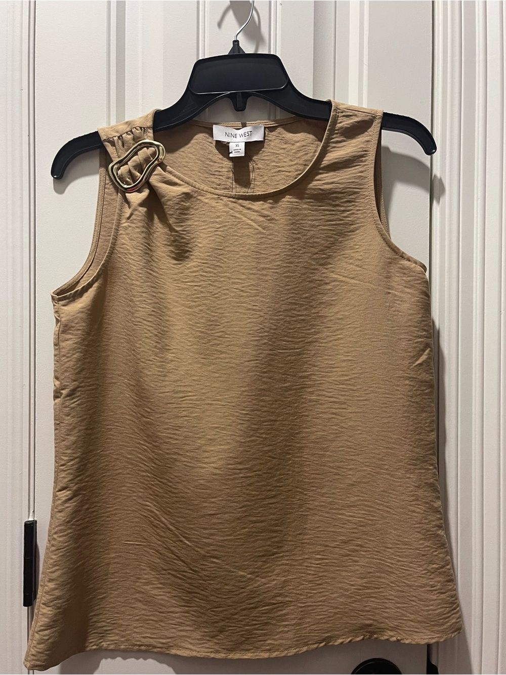 Nine West Tan Buckle-Shoulder Sleeveless Camisole